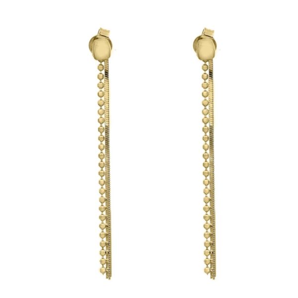 Boucles d oreilles argent dorée mailles serpentine et maille perles diamantée