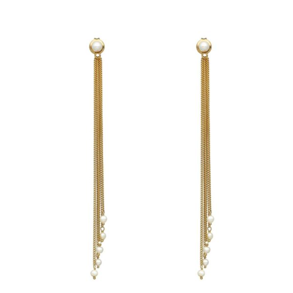 Boucles d oreilles argent dorée pompon et perles naturelles blanches