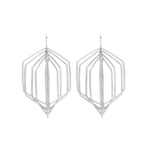 Boucles d’oreilles argent rhodié diamanté forme losange