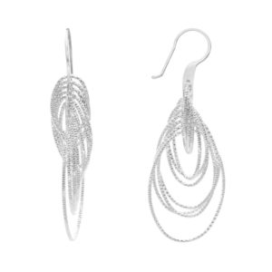 Boucles d’oreilles argent rhodié diamanté saturne