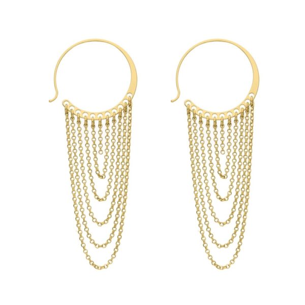 Boucles d’oreilles en argent doré cercle multi-chaine