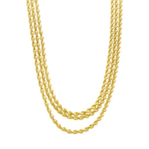 Collier argent doré triple mailles torsadées diamantées